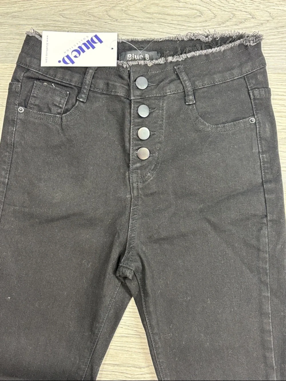 Blue B Collection Black Fringe Rhinestone Jeans - size Small NWT - Picture 2 of 9